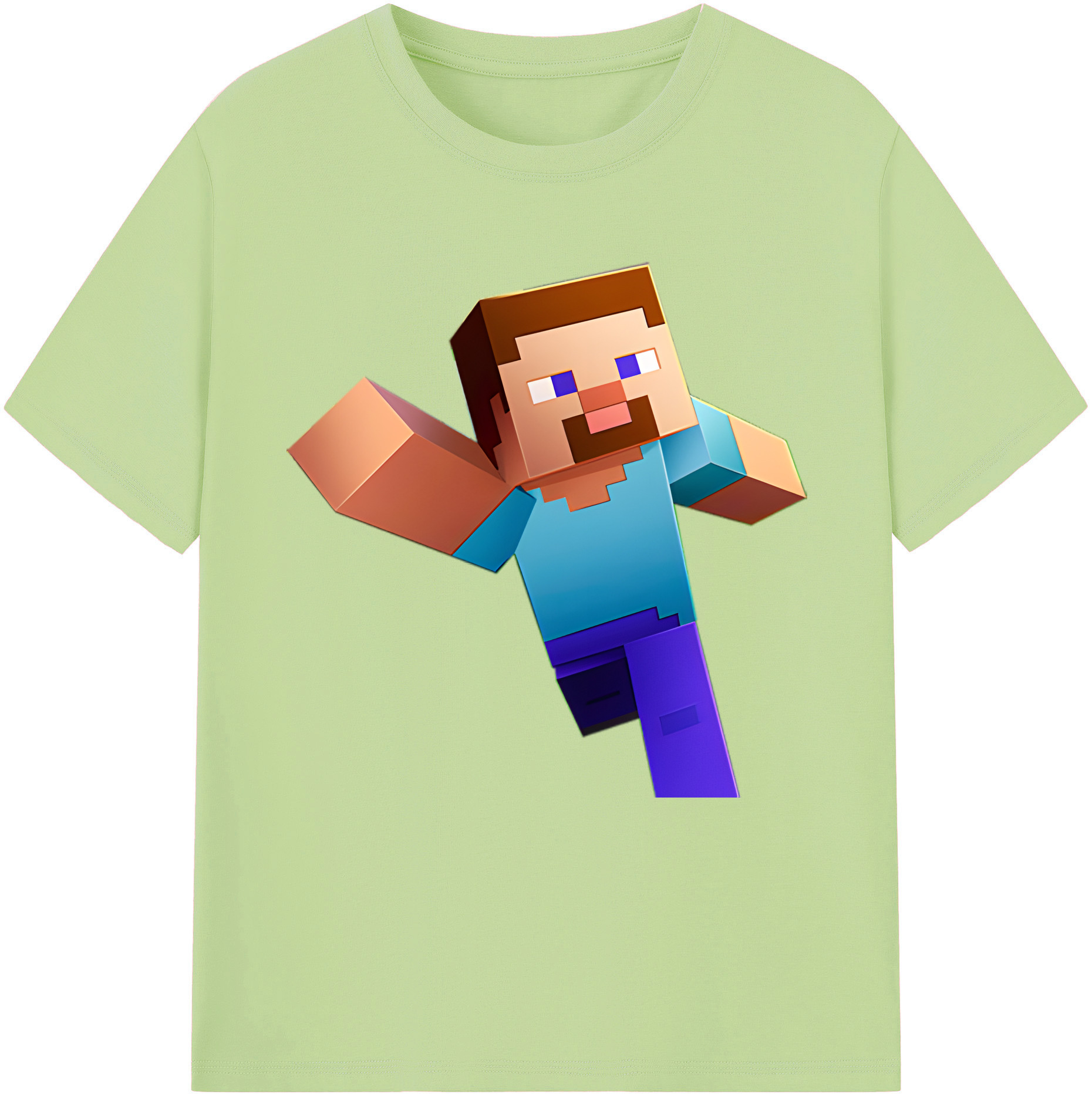 （画像用） マインクラフト ブロックの世界 Minecraft MC Block world 綿100％半袖Tシャツ（フロントプリント）